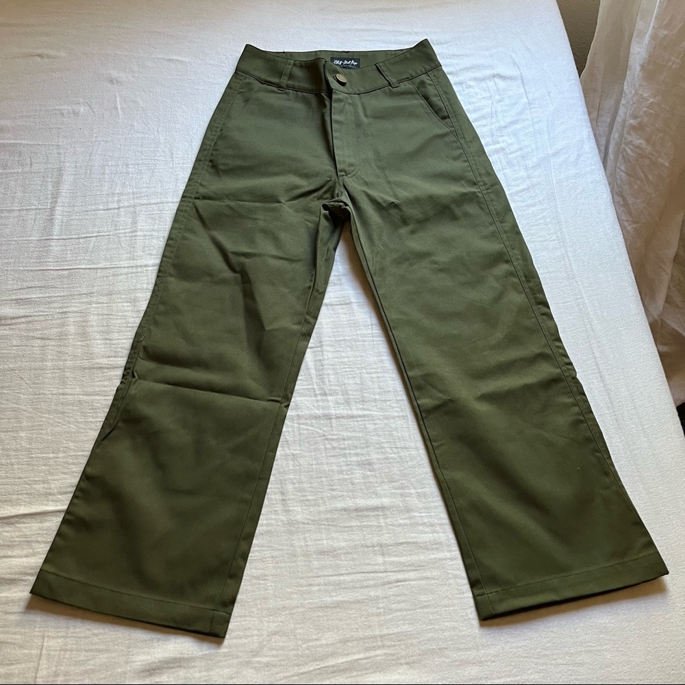 Back Beat Co. olive army green straight wide‎ leg pants